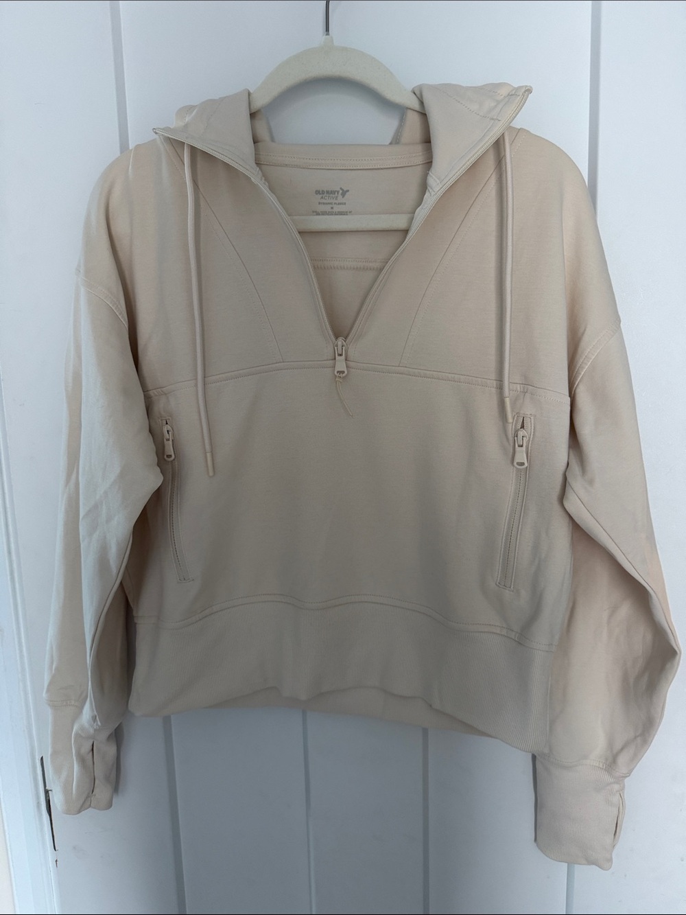 Old Navy Women's Half-Zip Hoodie in Beige